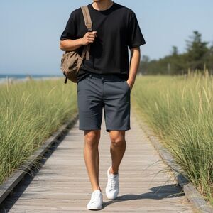 Hang Ten Navy Blue Rip Stop Hybrid Shorts Waist 34